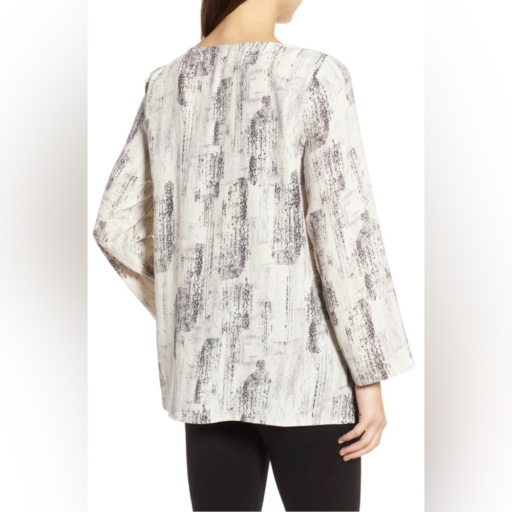EILEEN FISHER Birch Bark Printed Long Sleeve Top Women’s Size XS Boho Preppy - Picture 8 of 9